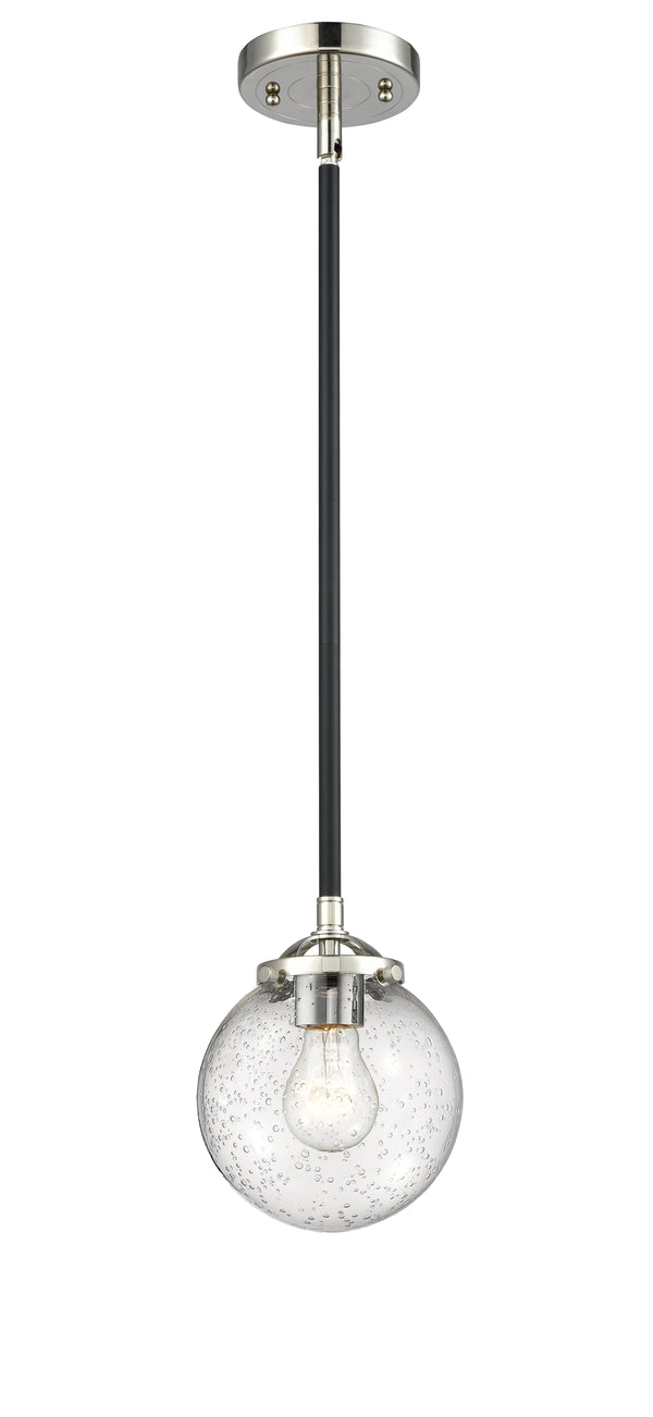 Innovations Lighting Beacon 1-80 watt 6 inch Black Polished Nickel Mini Pendant  Seedy glass   Hang Straight Swivel 2841SBPNG2046