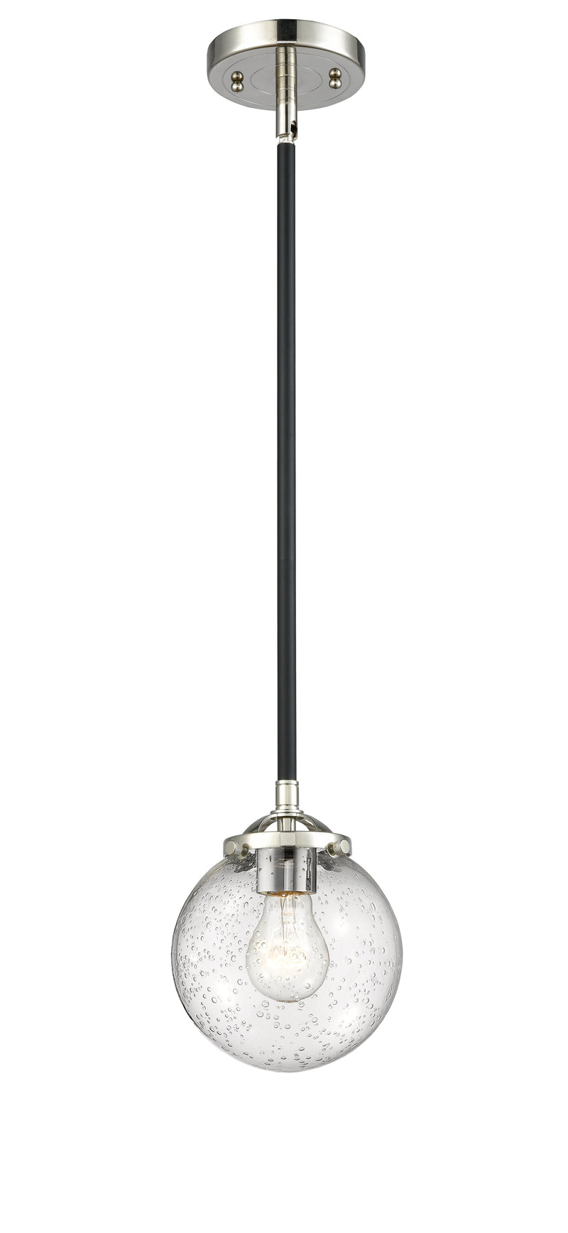 Innovations Lighting Beacon 1-80 watt 6 inch Black Polished Nickel Mini Pendant  Seedy glass   Hang Straight Swivel 2841SBPNG2046