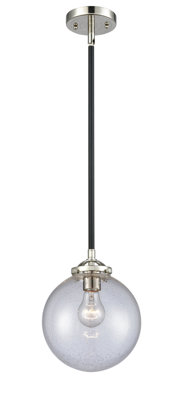 Innovations Lighting Beacon 1-100 watt 8 inch Black Polished Nickel Mini Pendant  Seedy glass   Hang Straight Swivel 2841SBPNG2048