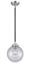 Innovations Lighting Beacon 1-100 watt 8 inch Black Polished Nickel Mini Pendant  Seedy glass   Hang Straight Swivel 2841SBPNG2048