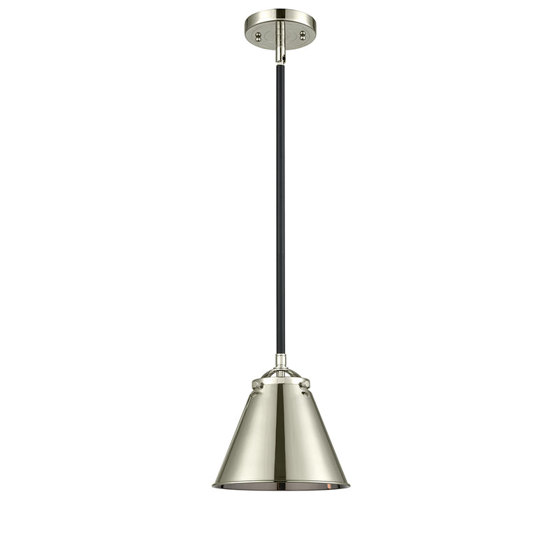 Appalachian Mini Pendant shown in the Black Polished Nickel finish with a Polished Nickel shade