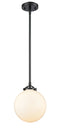 Innovations Lighting Beacon 1-100 watt 8 inch Oil Rubbed Bronze Mini Pendant  Gloss White glass   Hang Straight Swivel 2841SOBG2018