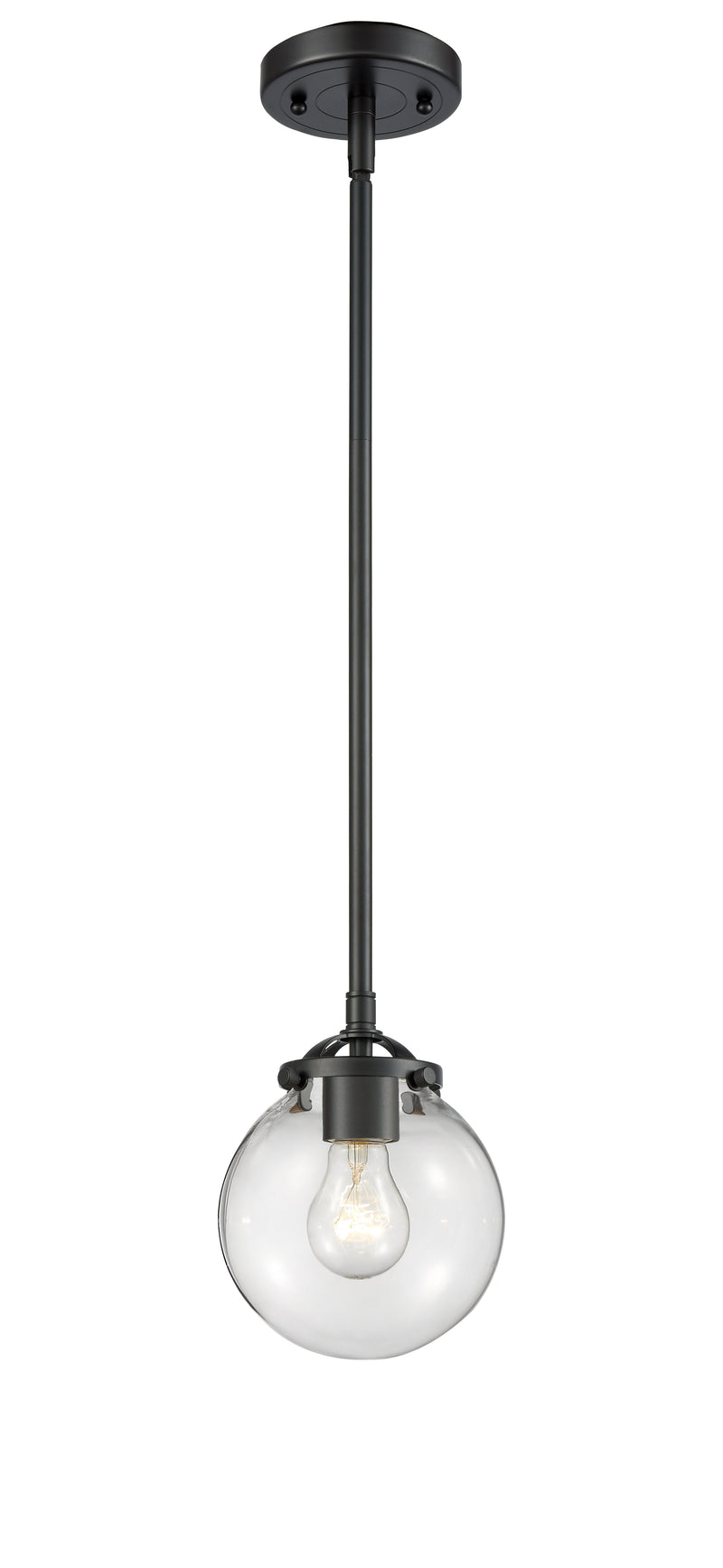 Innovations Lighting Beacon 1-80 watt 6 inch Oil Rubbed Bronze Mini Pendant  Clear glass   Hang Straight Swivel 2841SOBG2026