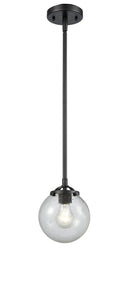 Innovations Lighting Beacon 1-80 watt 6 inch Oil Rubbed Bronze Mini Pendant  Seedy glass   Hang Straight Swivel 2841SOBG2046