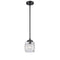 Colton Mini Pendant shown in the Oil Rubbed Bronze finish with a Clear Halophane shade