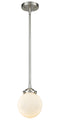 Innovations Lighting Beacon 1-80 watt 6 inch Brushed Satin Nickel Mini Pendant Gloss White glass  Hang Straight Swivel 2841SSNG2016