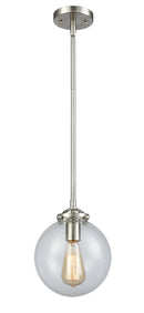 Innovations Lighting Beacon 1-100 watt 8 inch Brushed Satin Nickel Mini Pendant  Clear glass   Hang Straight Swivel 2841SSNG2028