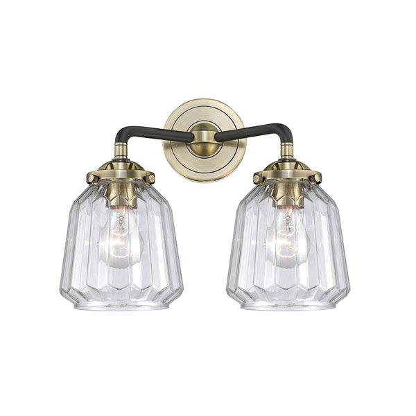 Chatham Bath Vanity Light shown in the Black Antique Brass finish with a Clear shade