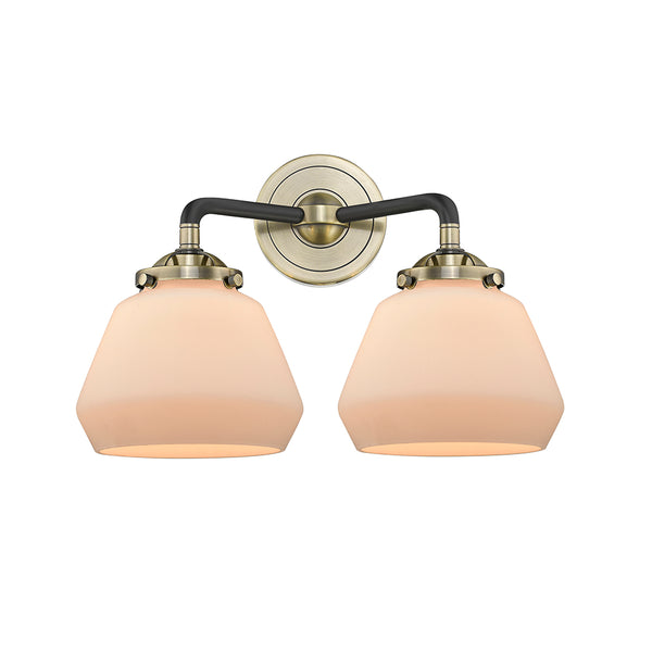 Fulton Bath Vanity Light shown in the Black Antique Brass finish with a Matte White shade