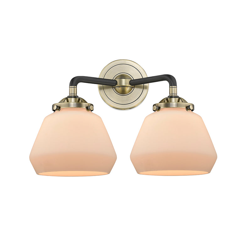 Fulton Bath Vanity Light shown in the Black Antique Brass finish with a Matte White shade
