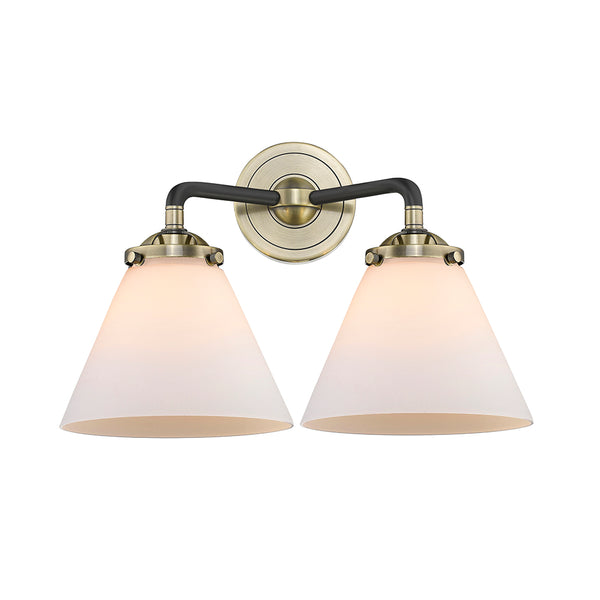 Cone Bath Vanity Light shown in the Black Antique Brass finish with a Matte White shade