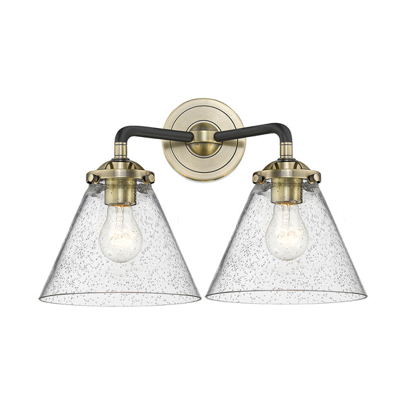 Cone Bath Vanity Light shown in the Black Antique Brass finish with a Seedy shade