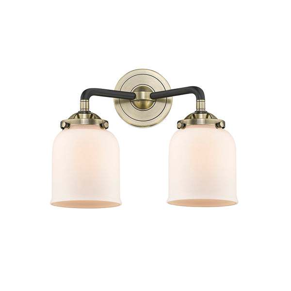 Bell Bath Vanity Light shown in the Black Antique Brass finish with a Matte White shade