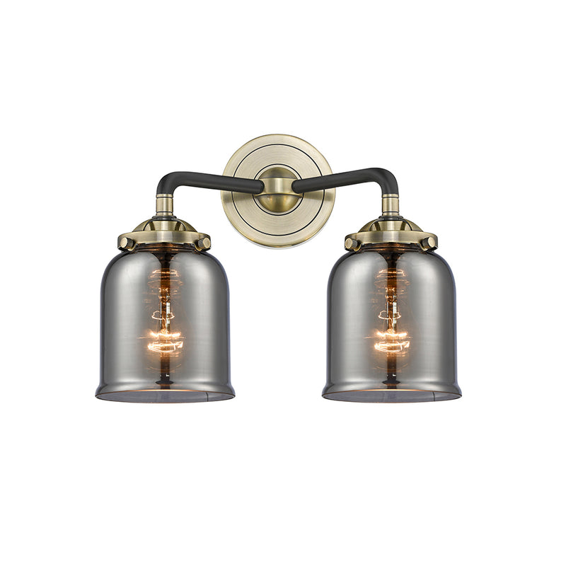 Bell Bath Vanity Light shown in the Black Antique Brass finish with a Plated Smoke shade