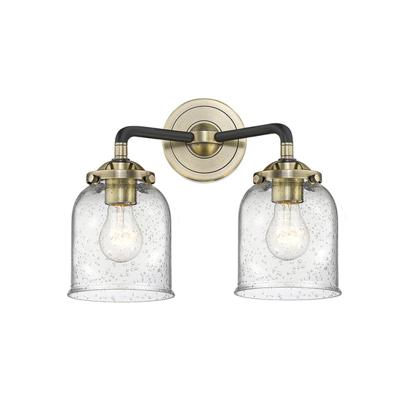 Bell Bath Vanity Light shown in the Black Antique Brass finish with a Seedy shade