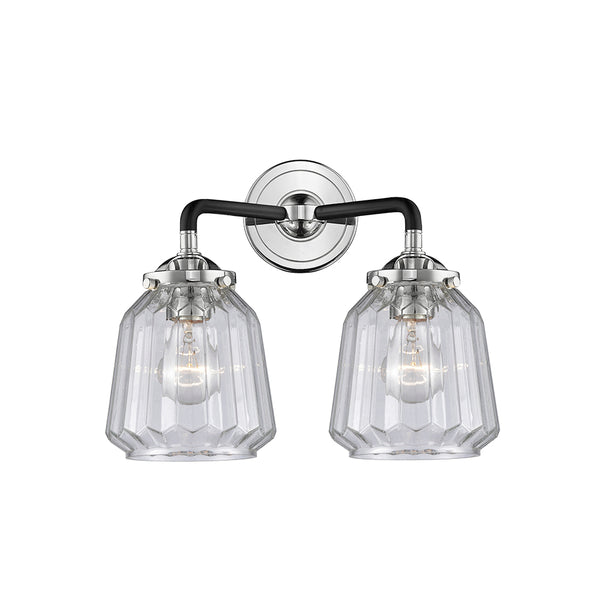 Chatham Bath Vanity Light shown in the Black Polished Nickel finish with a Clear shade