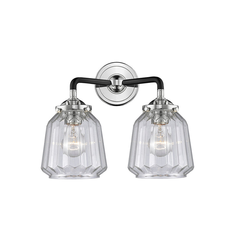 Chatham Bath Vanity Light shown in the Black Polished Nickel finish with a Clear shade