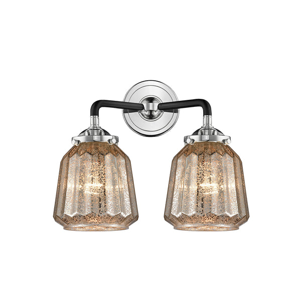 Chatham Bath Vanity Light shown in the Black Polished Nickel finish with a Mercury shade