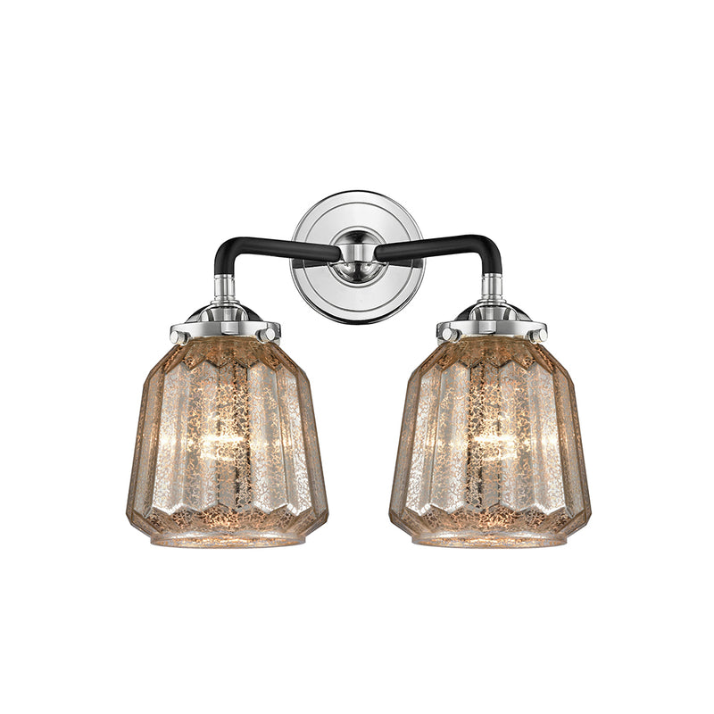 Chatham Bath Vanity Light shown in the Black Polished Nickel finish with a Mercury shade