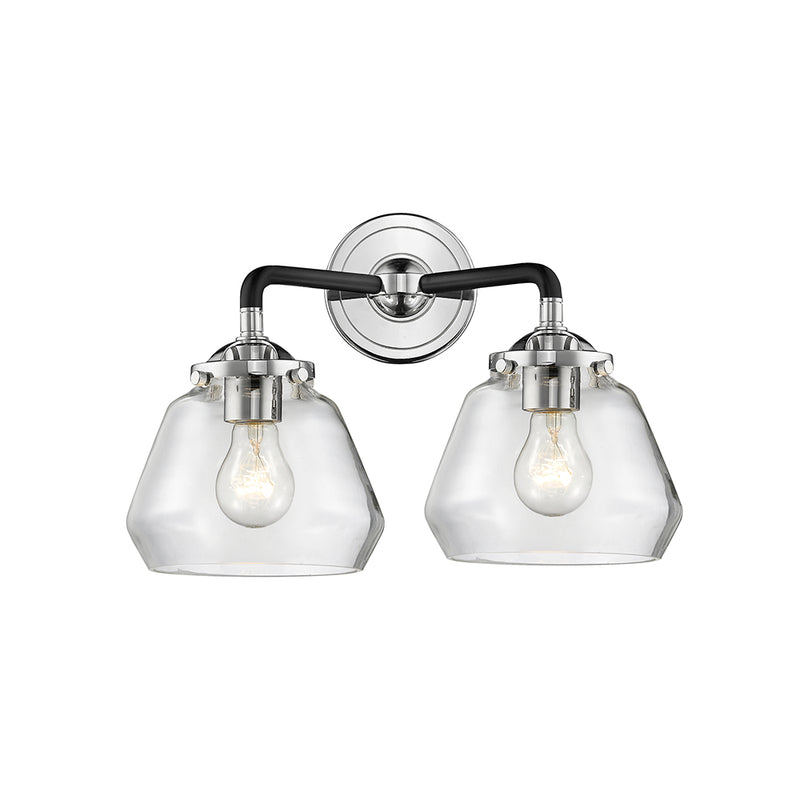 Fulton Bath Vanity Light shown in the Black Polished Nickel finish with a Clear shade