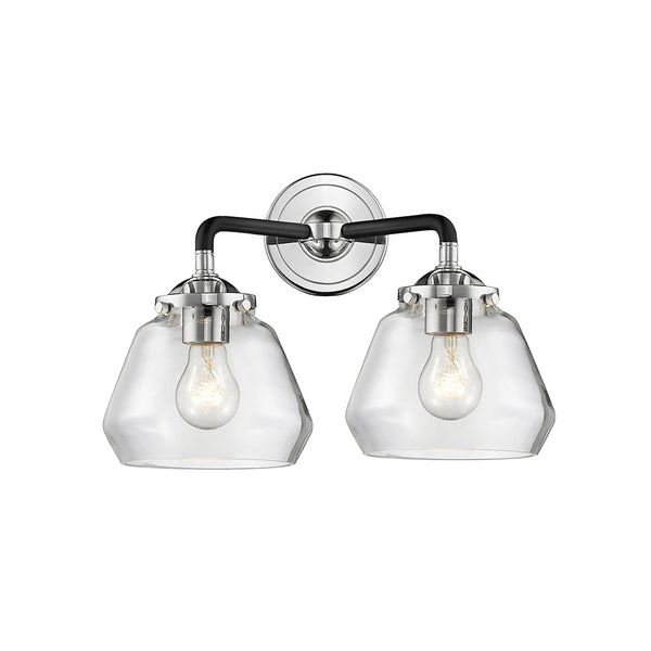 Fulton Bath Vanity Light shown in the Black Polished Nickel finish with a Clear shade