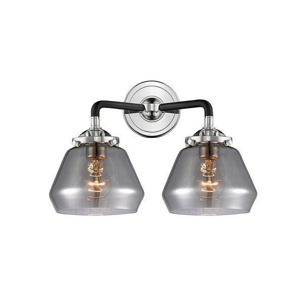 Fulton Bath Vanity Light shown in the Black Polished Nickel finish with a Plated Smoke shade