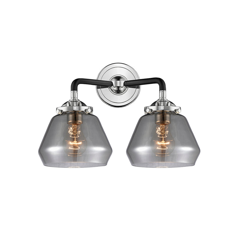 Fulton Bath Vanity Light shown in the Black Polished Nickel finish with a Plated Smoke shade