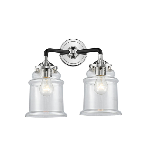 Canton Bath Vanity Light shown in the Black Polished Nickel finish with a Clear shade