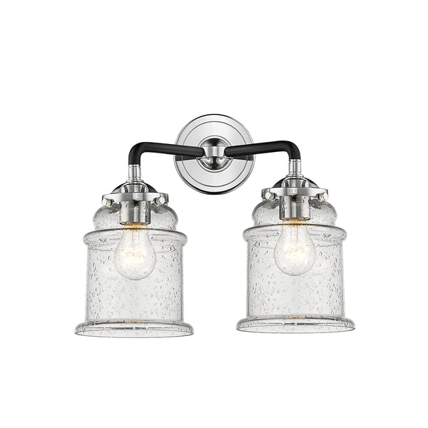 Canton Bath Vanity Light shown in the Black Polished Nickel finish with a Seedy shade