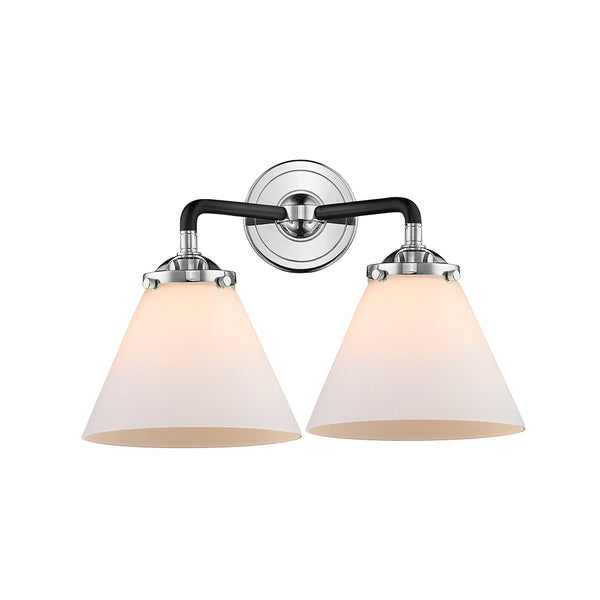 Cone Bath Vanity Light shown in the Black Polished Nickel finish with a Matte White shade