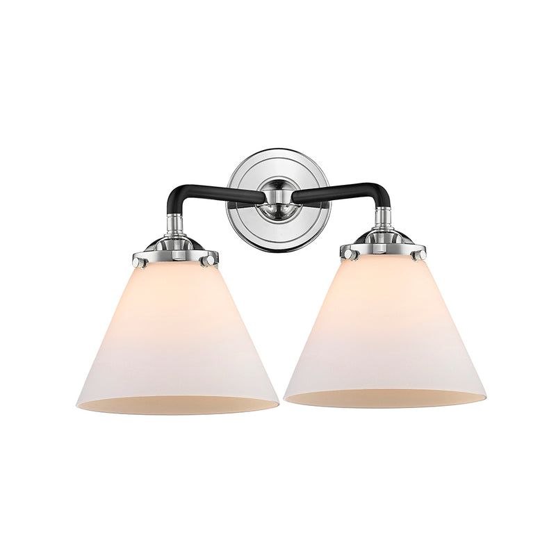 Cone Bath Vanity Light shown in the Black Polished Nickel finish with a Matte White shade