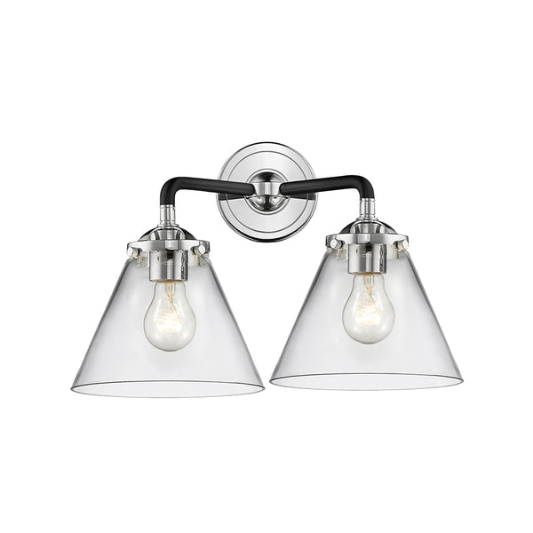 Cone Bath Vanity Light shown in the Black Polished Nickel finish with a Clear shade