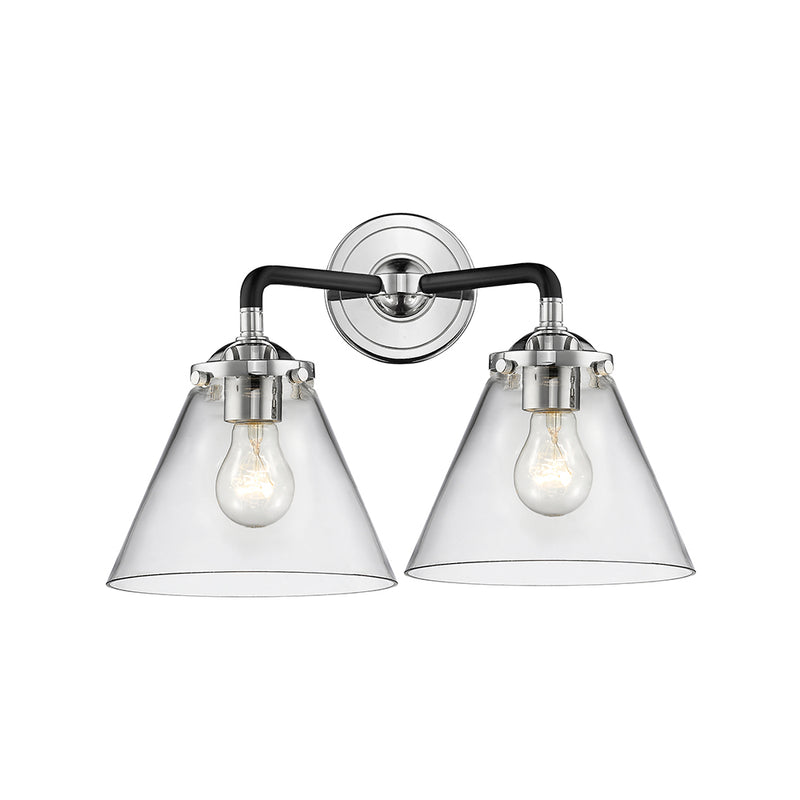 Cone Bath Vanity Light shown in the Black Polished Nickel finish with a Clear shade