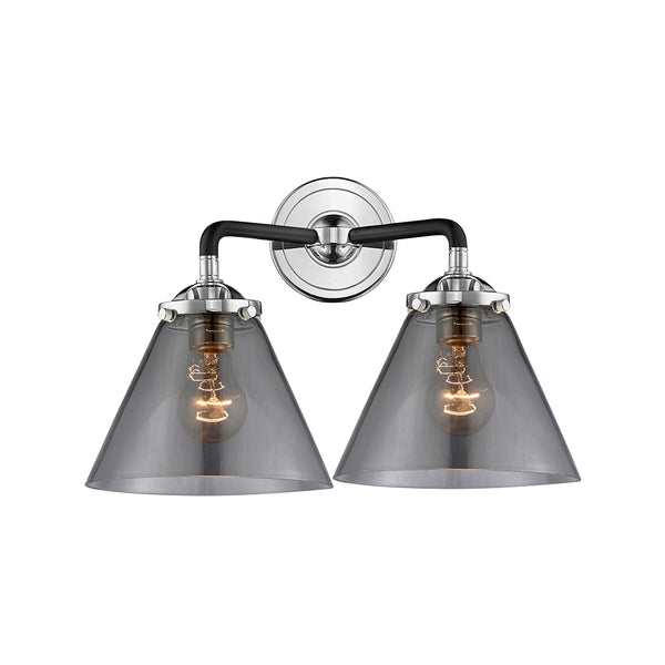 Cone Bath Vanity Light shown in the Black Polished Nickel finish with a Plated Smoke shade