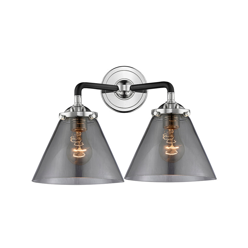 Cone Bath Vanity Light shown in the Black Polished Nickel finish with a Plated Smoke shade
