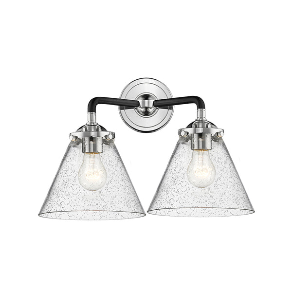 Cone Bath Vanity Light shown in the Black Polished Nickel finish with a Seedy shade