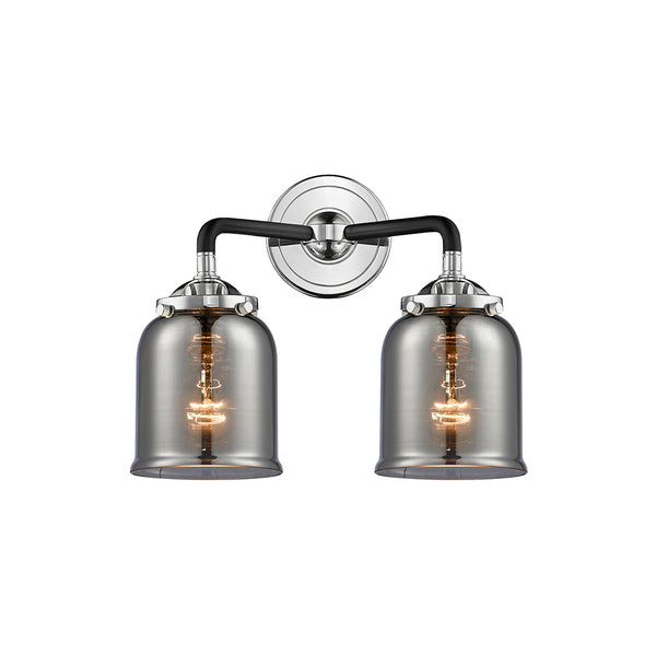 Bell Bath Vanity Light shown in the Black Polished Nickel finish with a Plated Smoke shade