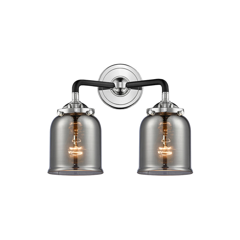 Bell Bath Vanity Light shown in the Black Polished Nickel finish with a Plated Smoke shade