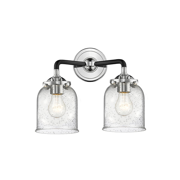 Bell Bath Vanity Light shown in the Black Polished Nickel finish with a Seedy shade