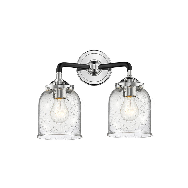 Bell Bath Vanity Light shown in the Black Polished Nickel finish with a Seedy shade