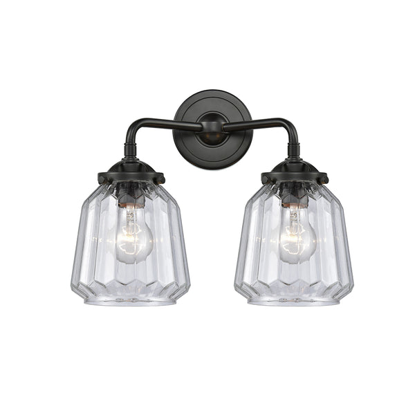 Chatham Bath Vanity Light shown in the Oil Rubbed Bronze finish with a Clear shade
