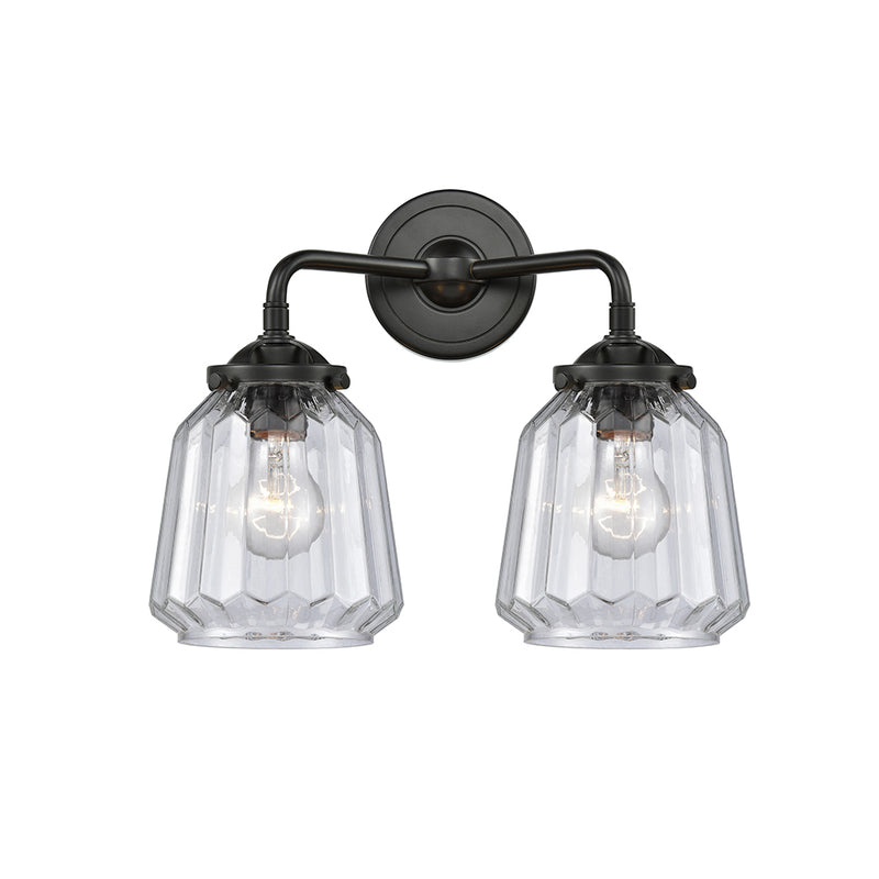 Chatham Bath Vanity Light shown in the Oil Rubbed Bronze finish with a Clear shade