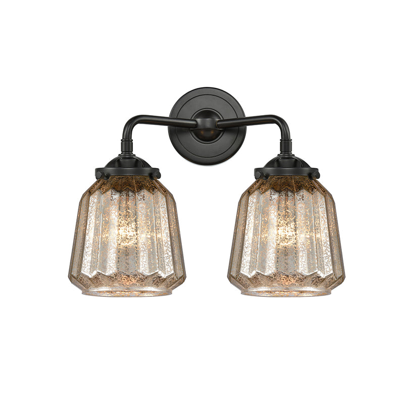 Chatham Bath Vanity Light shown in the Oil Rubbed Bronze finish with a Mercury shade