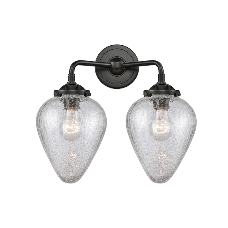 Geneseo Bath Vanity Light shown in the Oil Rubbed Bronze finish with a Clear Crackled shade