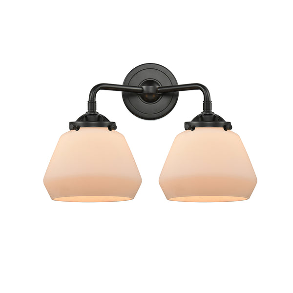 Fulton Bath Vanity Light shown in the Oil Rubbed Bronze finish with a Matte White shade