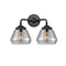 Fulton Bath Vanity Light shown in the Oil Rubbed Bronze finish with a Plated Smoke shade