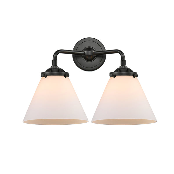 Cone Bath Vanity Light shown in the Oil Rubbed Bronze finish with a Matte White shade