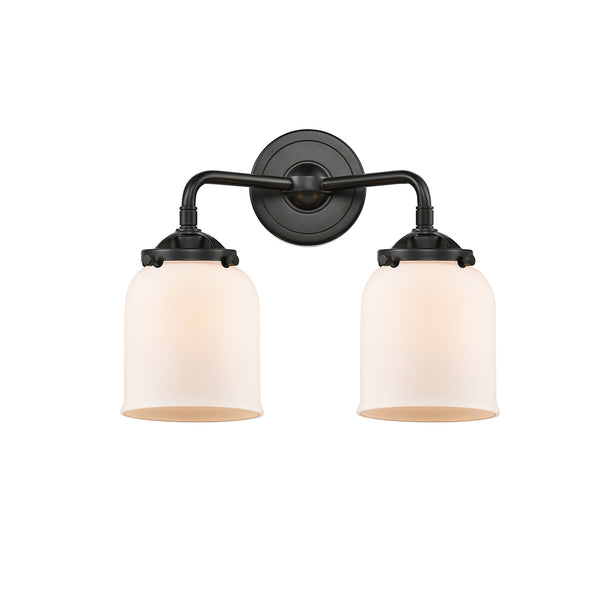 Bell Bath Vanity Light shown in the Oil Rubbed Bronze finish with a Matte White shade