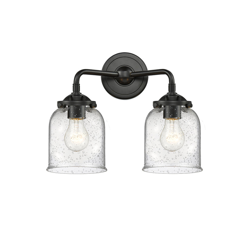 Bell Bath Vanity Light shown in the Oil Rubbed Bronze finish with a Seedy shade