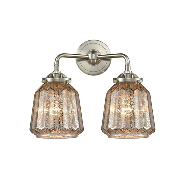 Chatham Bath Vanity Light shown in the Brushed Satin Nickel finish with a Mercury shade